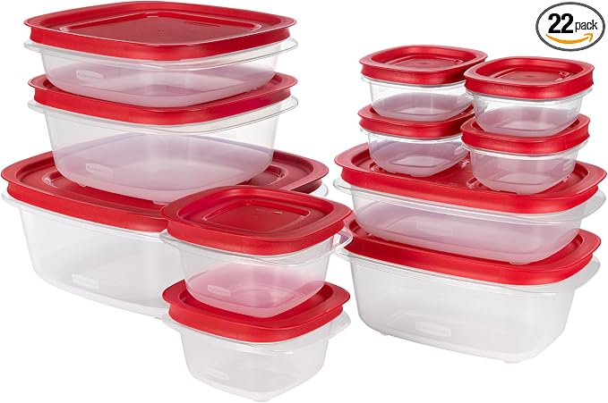 Rubbermaid EasyStore Rectangle and Square Containers, 22-Piece Set, Food by Rubbermaid