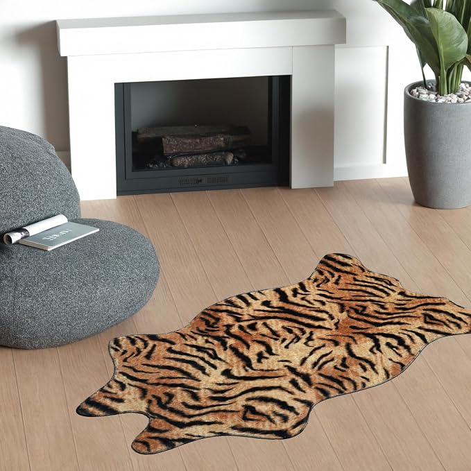 MACEVIA Tiger Printed Skin Area Rugs Western Decor - Image 2