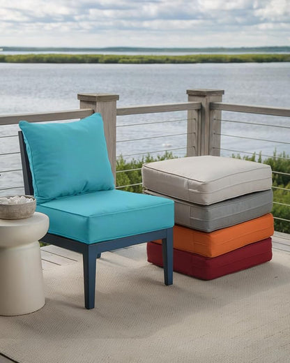 Luxury 24x24x6 Inch Outdoor Cushions for 5 Peice Patio Furniture Set - Set of 5 Water-Resistant Pillow for Dining Rocking Swivel Chairs Loveseat Couch Sectional Sofa - Turquoise