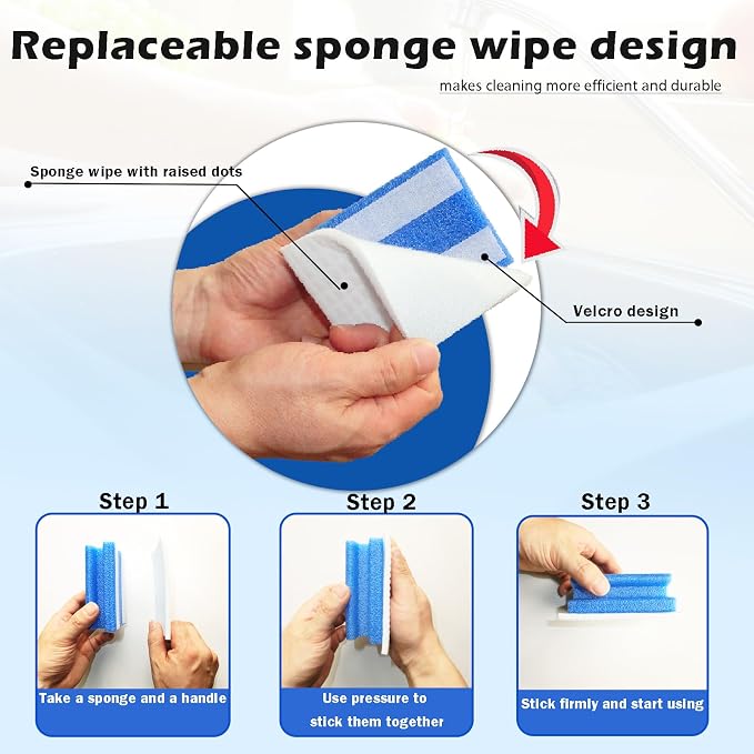 Magic Sponge Brush with Handle, Magic Sponge Eraser Handy-Grip with 10 Scouring - Image 2