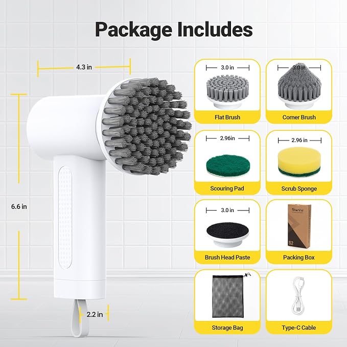 Electric Spin Scrubber, 2000 mAh Cordless Power Scrubber - Image 8