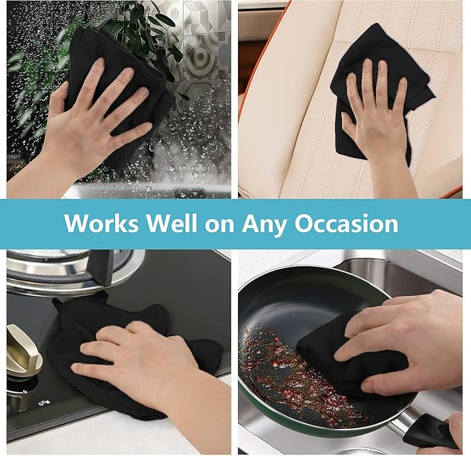 HOMEXCEL Black Microfiber Cleaning Cloth 100 Pack, Microfiber Towel - Image 6