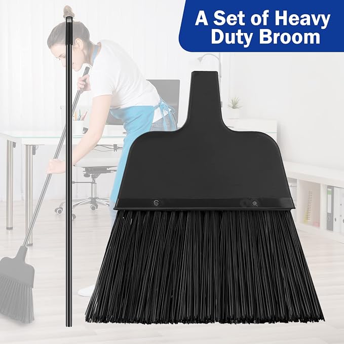 8 Pcs Outdoor Broom for Floor Cleaning 54 Inch Commercial Heavy Duty Broom Long - Image 4