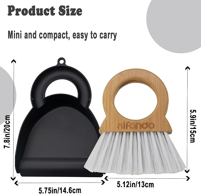 Mini Broom and Dustpan for Housekeeping-Bamboo Handle Small Broom and Dustpan - Image 2