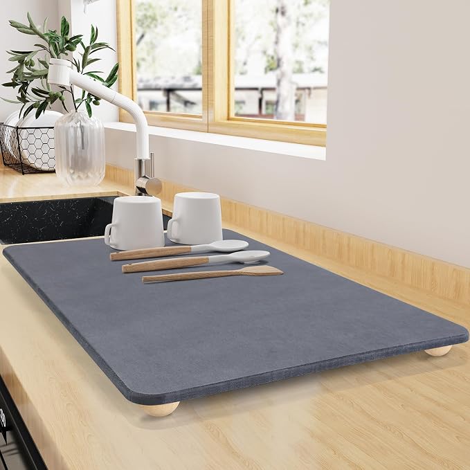 Large Stone Dish Drying Mat for Kitchen Counter, Heat Resistant by ZACELOVE