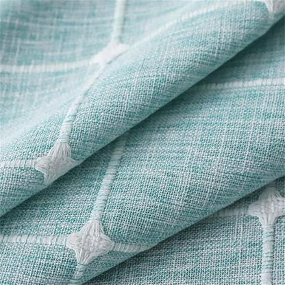 Simple Bedside Table Tassel Cover Cloth, Tablecloth Cover Towel, Suitable for Bedside Table TV Microwave Washing Machine Refrigerator Dust Cover (Blue Bars, 15.7 * 35.4 inches)