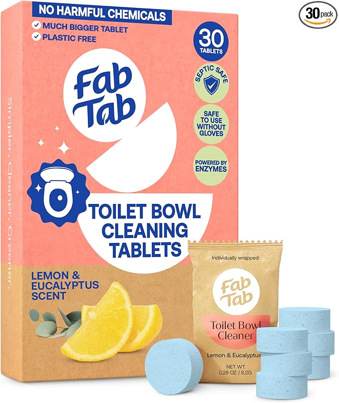 Fab Tab Toilet Bowl Cleaner Tablets, Powerful Stain Removal, No Harsh Chemicals by FabTab