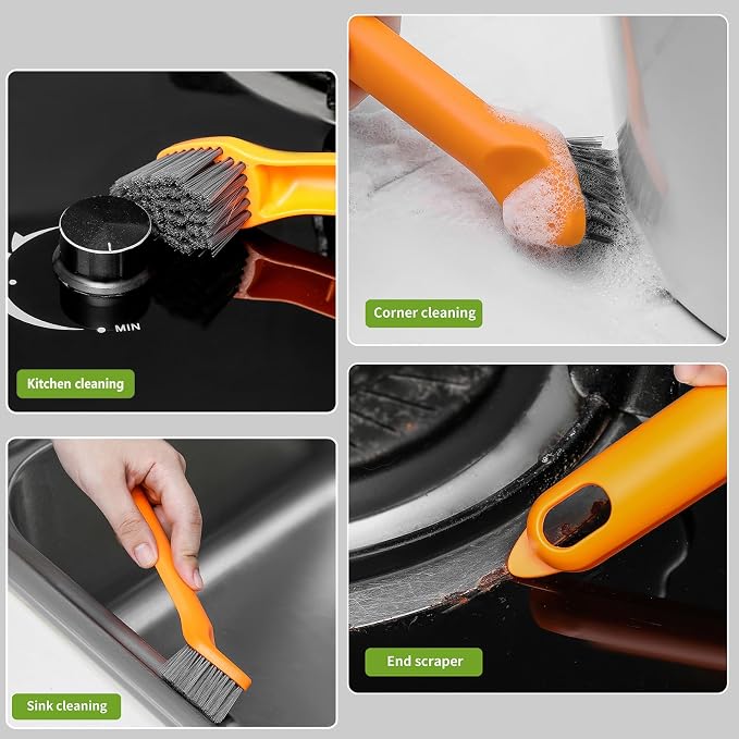 Crevice Cleaning Brush, Hard Bristle Crevice Cleaning Brushes, 3 in 1 Cleaning - Image 4
