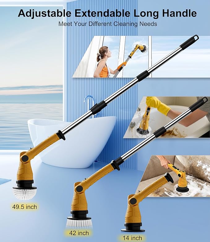 Electric Spin Scrubber with 8 Replaceable Brush Heads 6 Adjustable Angle - Image 6