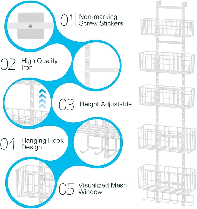 Adjustable Over The Door Organizer, Metal Hanging Door Organizer - Image 11