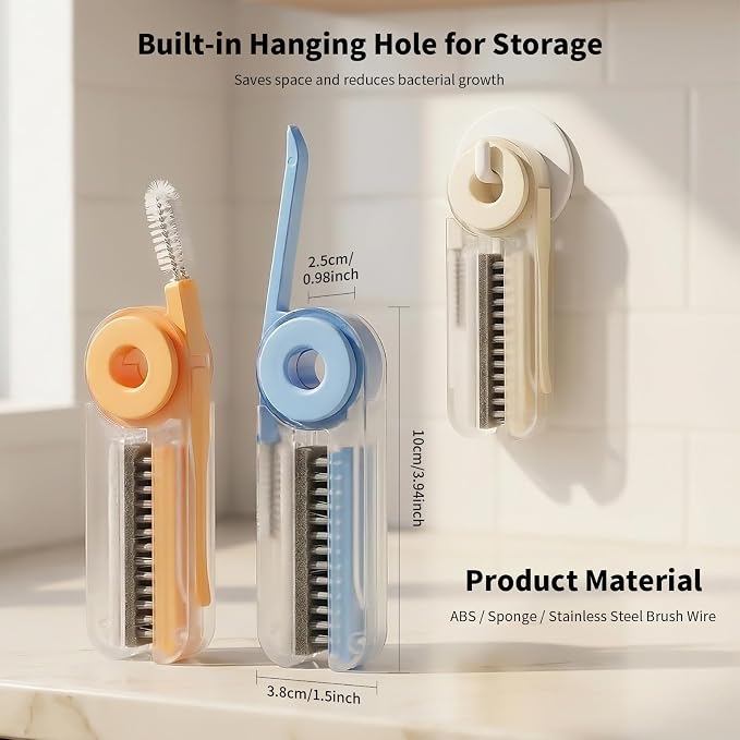 4 in 1 Cup Lid Cleaning Brush Set Foldable Cup Lid Cleaning Brush Set Folds in - Image 4