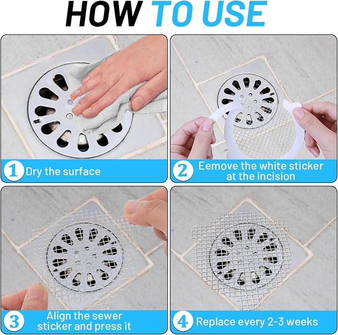 50 PCS Disposable Shower Drain Hair Catcher 3.54 Inches Round Drain Hair - Image 8