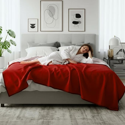 Waterproof Blanket for Bed Couch Sofa, 40''x60'' Reversible & Washable, Fleece and Flannel Waterproof Mat, Water Resistant Bed Cover, Leakproof Mattress Protector(Light Pink/red)