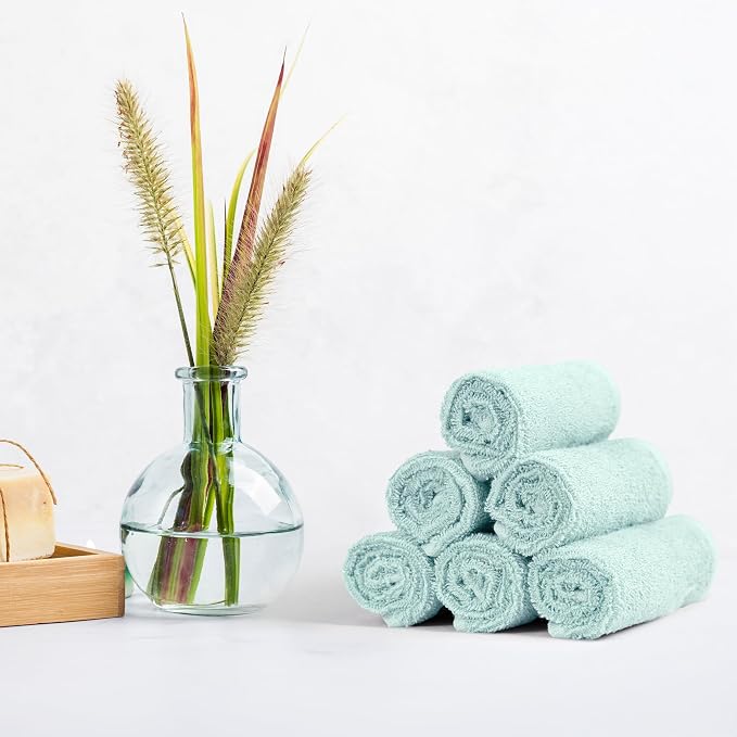 Amazon Basics face Towels for Bathroom, 100% Cotton Extra Absorbent washcloth - Image 7