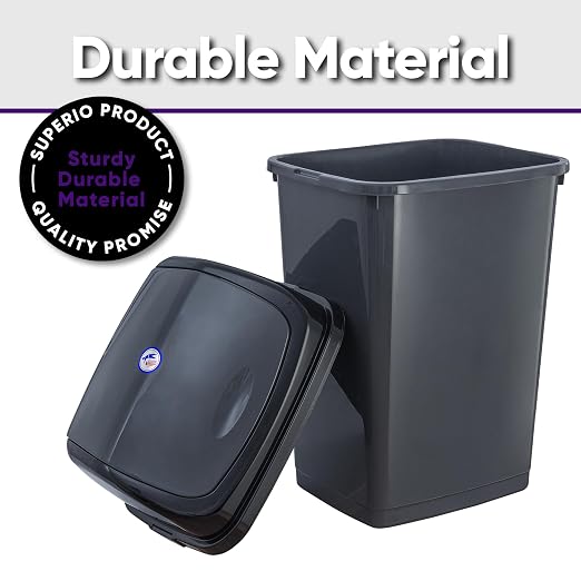 Superio 13 Gallon Plastic Swing Lid Trash Can, and Outdoor Use - Image 3