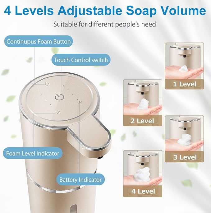 Automatic Foaming Soap Dispenser, 4-Level Adjustable Foam, Wall Mount, USB - Image 3