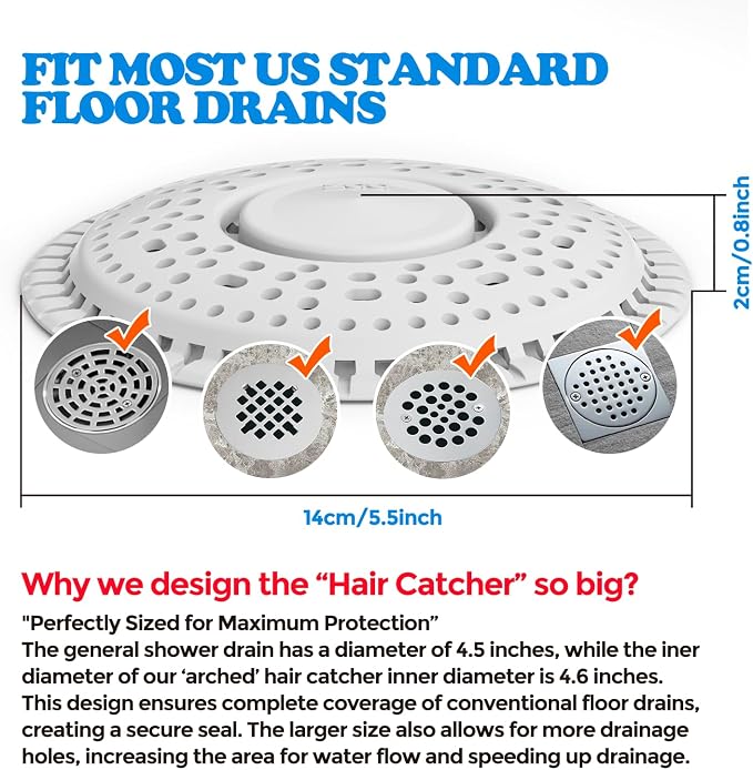zaa Shower Drain Hair Catcher, 2 Pack Premium Silicone Drain Protector & Shower - Image 6