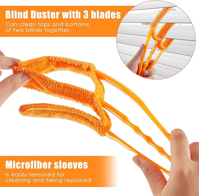 4 Pcs Window Venetian Blind Cleaner Duster Tool 7 Finger Blind Rush and Shutter - Image 2