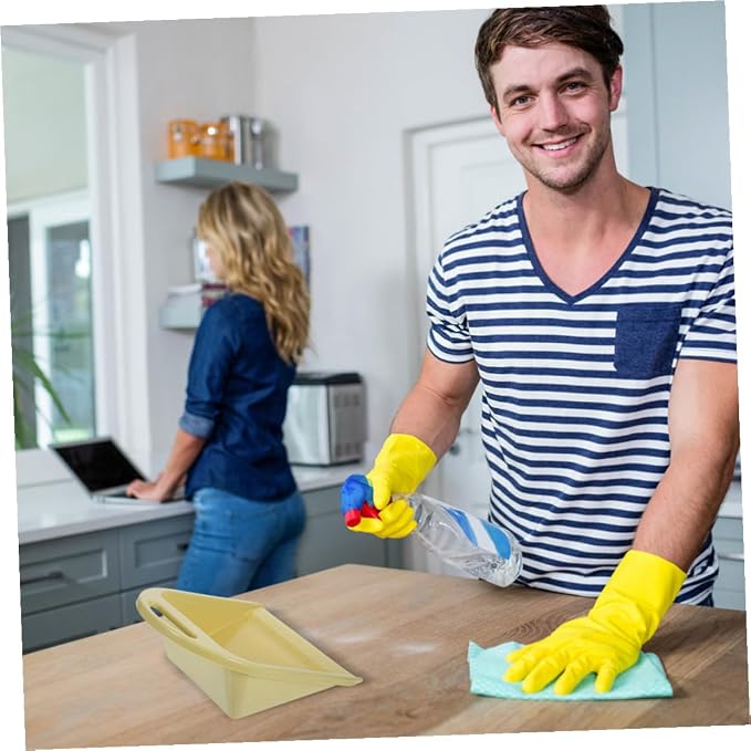 Handheld Dustpan Small Portable Dust Pan 2pcs Lime Yellow - Image 7