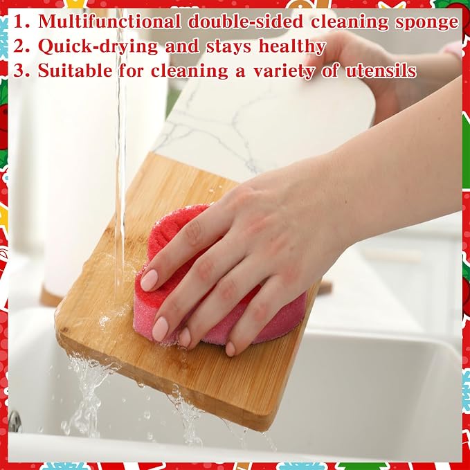 Tioncy 12 Pack Christmas Ball Kitchen Sponges Bulk Dual Sided Scrubber Sponges - Image 5