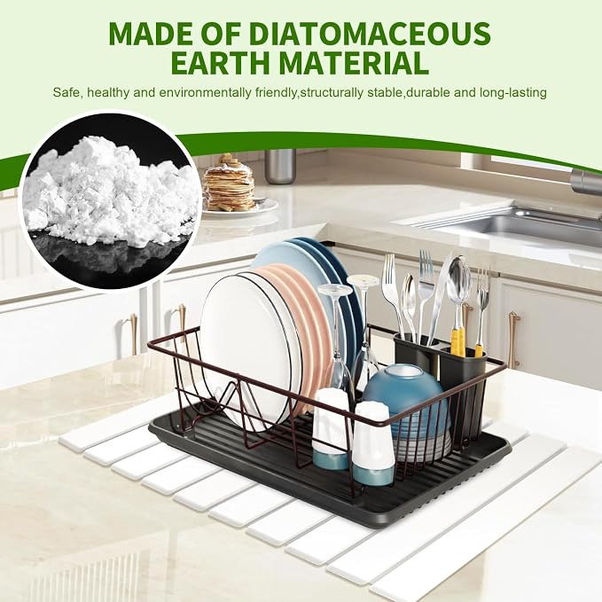 Stone Drying Mat for Kitchen Counter Square, 23.62"x15.35", Collapsible Quick - Image 5