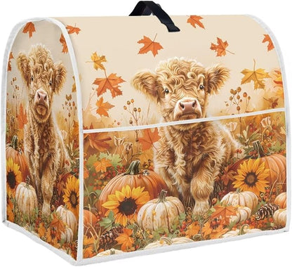 Highland Cow Stand Mixer Cover 4.5-5 Quart Pumpkin Kitchen Appliance Covers Dust Protection Universal for Pressure Cooker Air Fryer Fall Kitchen Decoration for Home Gift for Friends