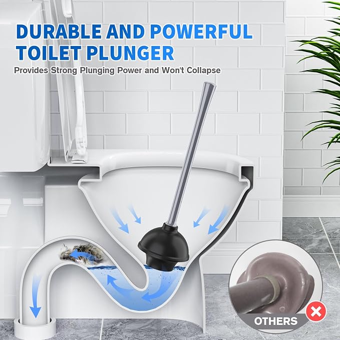 Toilet Plunger and Brush, Bowl Brush and Heavy Duty Toilet Plunger Set - Image 2