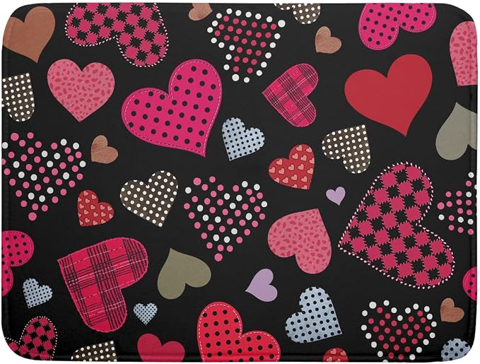 Happy Valentine's Day Black Dish Drying Mat by Sweetshow