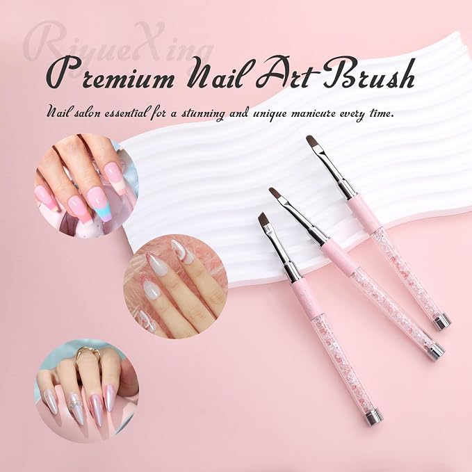 3PCS Nail Art Clean Up Brushes -Round/Angled Nail Brushes - Image 6