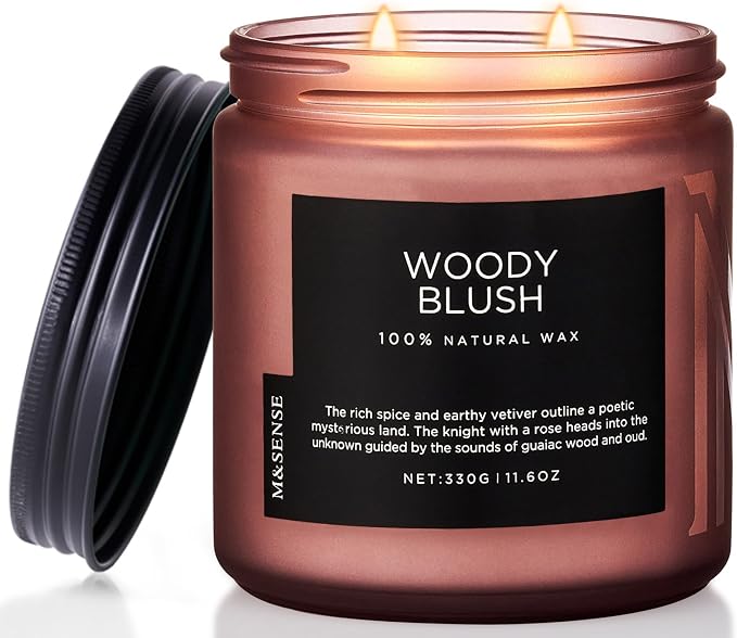 M&SENSE Rose Oudwood Scented Candle, 11.6oz 70 Hours Natural Soy Wax Long by MSENSE