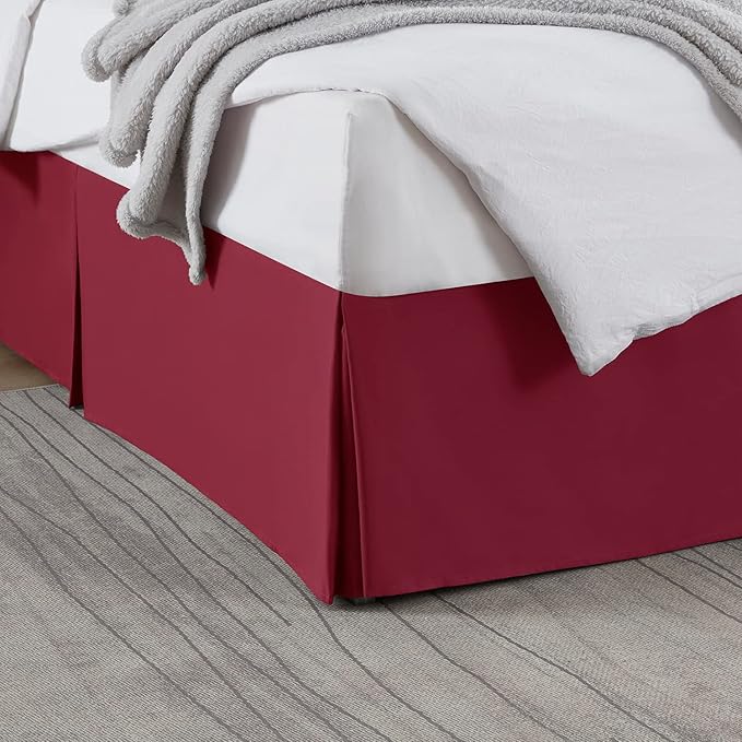 Nestl Red Heaven Twin Bed Skirt - Twin Size Bed Skirt 14 Inch Drop - Brushed Microfiber Bed Skirts - Hotel Quality Pleated Bed Skirt - Shrinkage & Fade Resistant