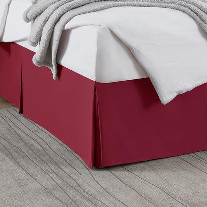 Nestl Red Heaven Twin Bed Skirt - Twin Size Bed Skirt 14 Inch Drop - Brushed Microfiber Bed Skirts - Hotel Quality Pleated Bed Skirt - Shrinkage & Fade Resistant