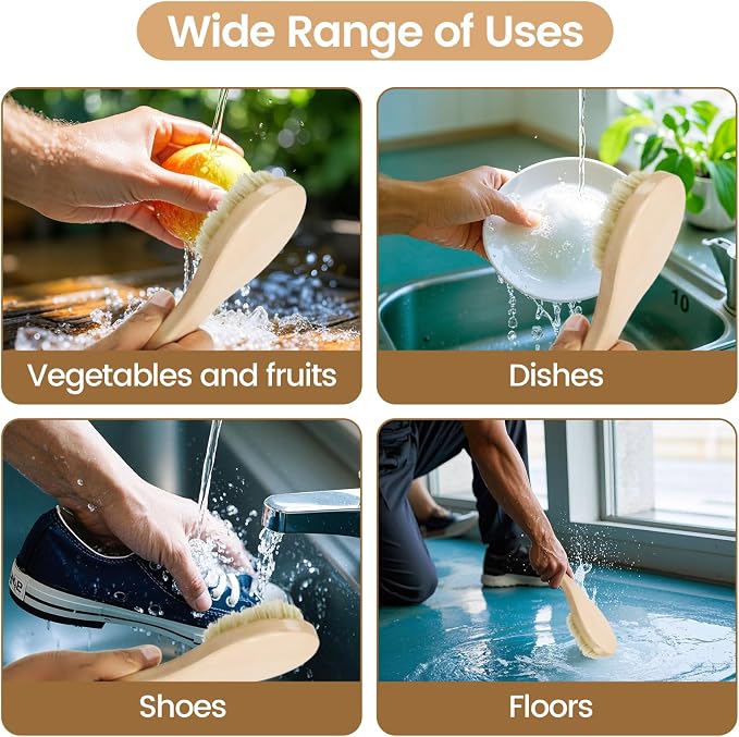 8 Inch Vegetable Brush, Potato Mushroom Veggie Brush Scrubber - Image 7
