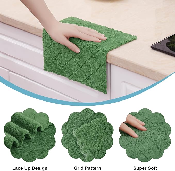 Homaxy 24 Pack Kitchen Dish Cloths, Super Soft and Absorbent Coral Velvet Dish - Image 2