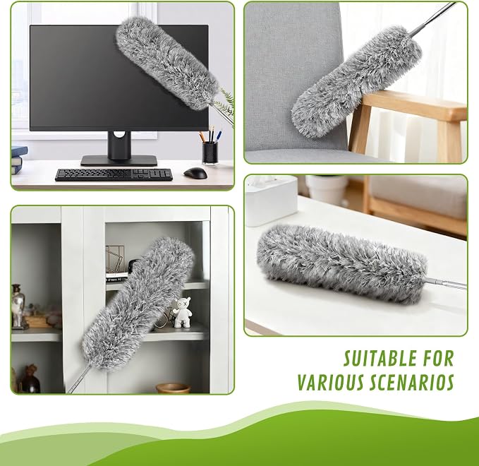 100-inch Duster with Extension Pole, 8-in-1 Cobweb Duster Kit Includes Chenille - Image 7