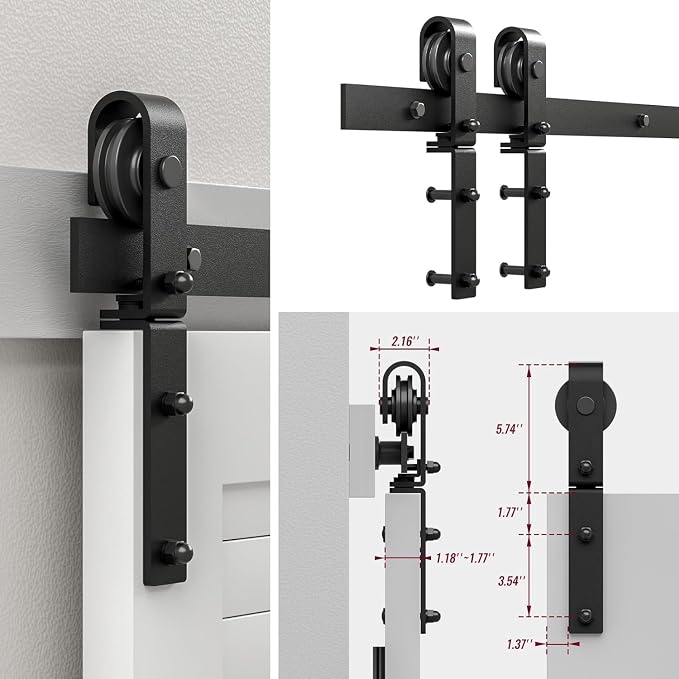 30" Bi-Folding Sliding Barn Door Hardware Track Kit, Smoothly&Quietly, Side - Image 3