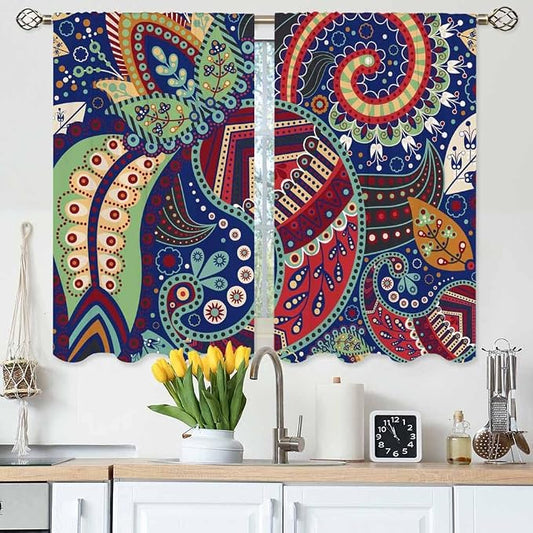 Ethnic Pattern Kitchen Curtains Paisley Lndia Abstract Floral Exotic Ornate by Unknown
