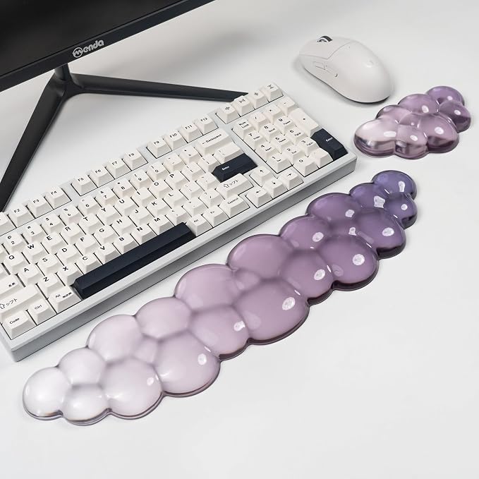Ergonomic Cloud Silicone Gel Keyboard and Mouse Wrist Rest Set – Clear Wrist - Image 4