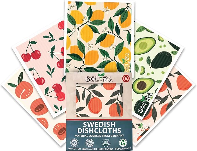 5 PCS Fruit Print Swedish Dishcloths by Unknown