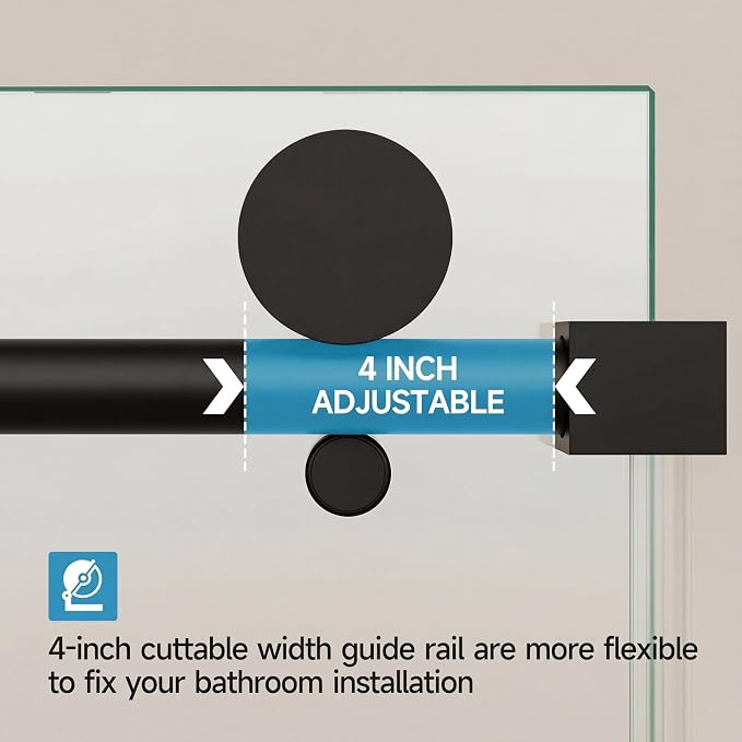 56-60" W x 60" H Frameless Bathtub Sliding Door, 5/16" Tempered Glass Tub - Image 5