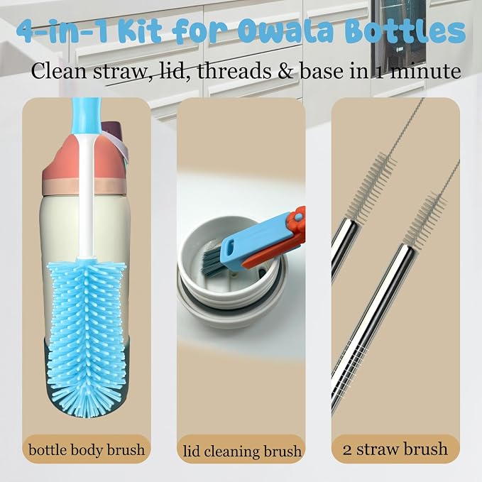 4 Pack Water Bottle Cleaning Kit Straw Cleaner Bottle Brush Cleaner - Image 4