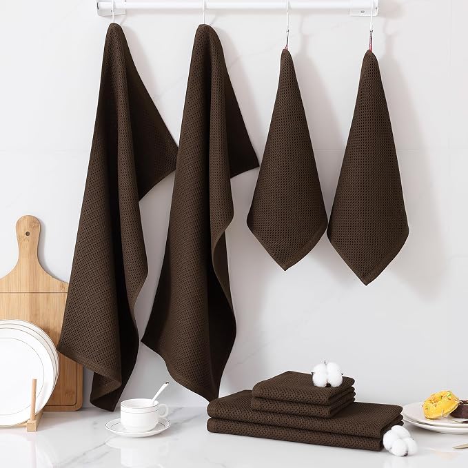 Homaxy 100% Cotton Kitchen Towels and Dishcloths Set, 12 x 12 Inches and 13 x - Image 7