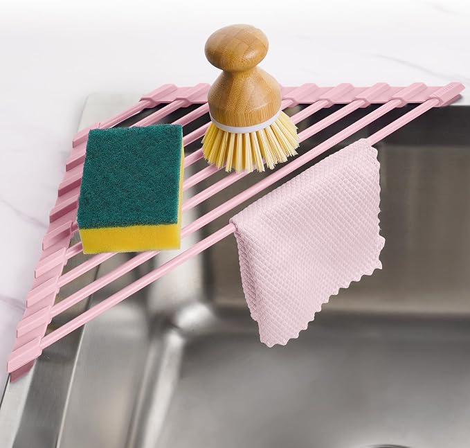 Tomorotec Compact Silicone-Coated Triangle Dish Drying Rack by Tomorotec