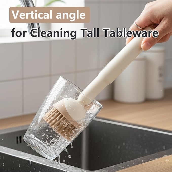 Twist-Handle Dish Brush, 30/60/90° Adjust Angle Instantly Long Handle Bottle - Image 3