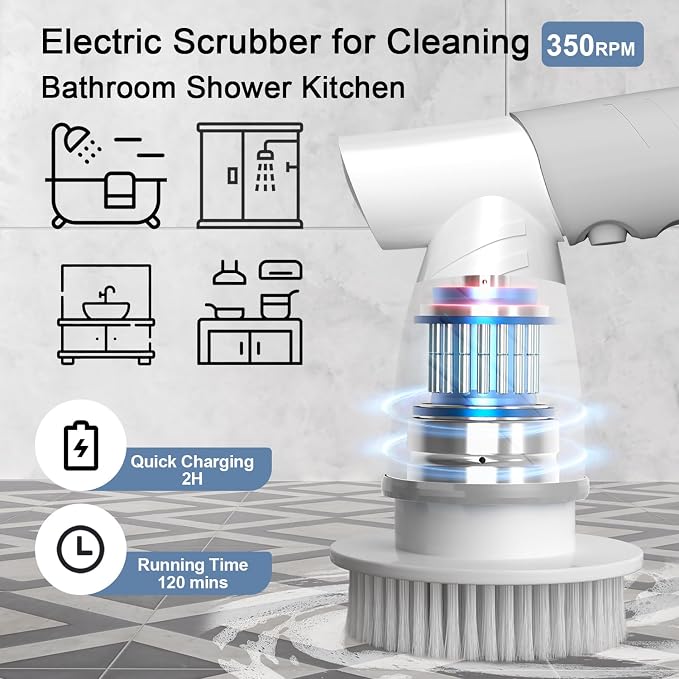 Electric Spin Scrubber, Bathroom Shower Electric Scrubber - Image 3