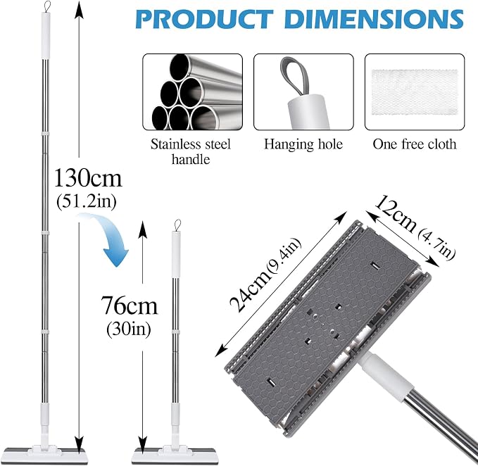 Mini Sweeper Mop, Masthome Reusable Clamp Mop - Image 9