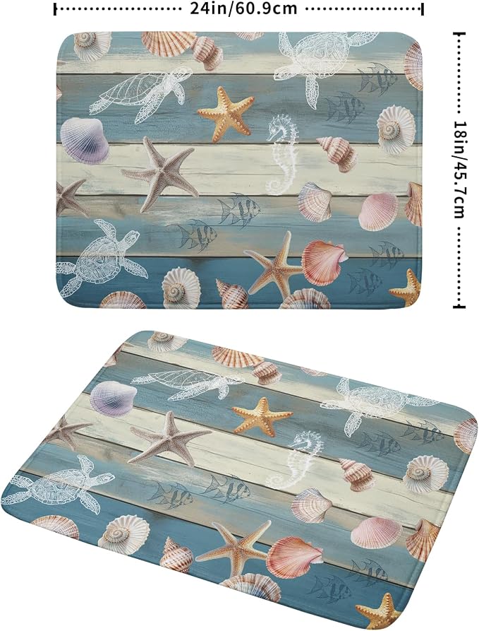 Giwawa Coastal Starfish Dish Drying Mat Summer Sea Turtle Drainer Rack Mat - Image 2