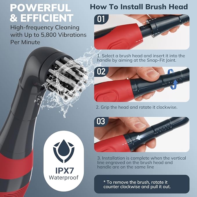 LifeBasis Cordless Electric Cleaning Brush, Mini Power Scrubber - Image 4