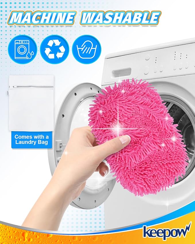 KEEPOW Pink Reusable Dry Sweeping Cloths Microfiber Wet Mop Pads Compatible - Image 4