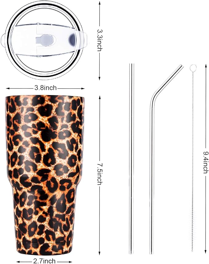 30oz Leopard Tumbler Stainless Steel Insulated Travel Mug - Image 4